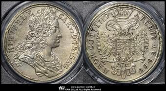 HOUSE OF HABSBURG Karl VI カール6世(1711~40) Taler 1719 Dav-1079 Dietiker-1017 KM-1502.2 プラハ PCGS-AU...