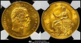 DENMARK デンマーク 20Kroner 1900HC-VBP Fr-295 KM-791.2 クリスチャン9世(8.96g 90%) NGC-MS64 UNC+