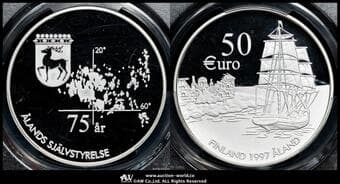 FINLAND フィンランド Fantasy 50Euro 1997 オーランド諸島自治75周年 ファンタジー銀貨(ø38.1㎜...