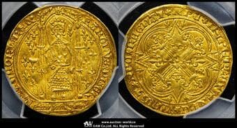 FRANCE Charles V シャルル5世(1364~1380) Franc ă Pied ND(1364~80) Fr-284 Dup-360...