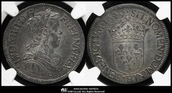 FRANCE Louis XIV ルイ14世(1643~1715) 1/2Écu à la mèche longue 1649H Gad-169 KM-164.8 少年像...