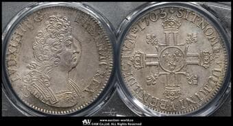 FRANCE Louis XIV ルイ14世(1643~1715) Ecu aux 8L 1705A Dav-1320 Gad-224 KM-360.1 老年像 8L第二タイプ...
