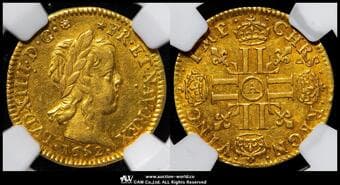 FRANCE Louis XIV ルイ14世(1643~1715) 1/2Louis d'or 1652A Fr-419 Gad-235 KM-156.1 少年像 ロングカール...