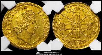 FRANCE Louis XIV ルイ14世(1643~1715) 1/2Louis d'or 1701A Fr-437 Gad-241 KM-332.1 老年像 8Lタイプ...