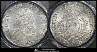 FRANCE Louis XV ルイ15世(1715~1774) Écu aux branches d'olivier 1726R Dav-1330 Gad-321 KM-486.18 少年像...