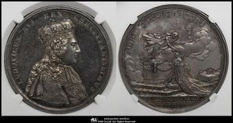 FRANCE Louis XVI ルイ16世(1774~92) AR Medal 1775-Dated Sb-72b by Duvivier ランスでの戴冠式...