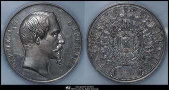 FRANCE Napoleon III ナポレオン3世(1852~70) AR Medal 1855-Dated Divo-234...