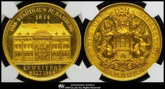 GERMANY Hamburg ハンブルグ 1/2Bankportugaloser(5Ducats Size Medal) 1888 Gaed-2390...
