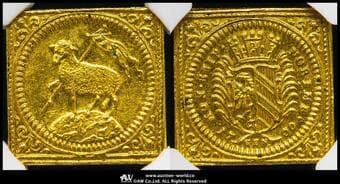 GERMANY Nurnberg ニュルンベルク Klippe 1/2Ducat (1700-Dated)GFN Fr-1888 KM-256 旗を持つ羊/シールド...