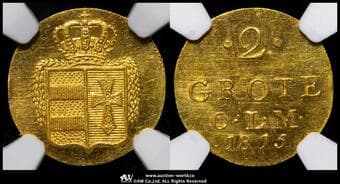 GERMANY Oldenburg オルデンブルグ 2Grote in Gold 1815 J-30 ASK-5 Kalvelage/Trippler-386 Schl-516.5...