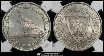 GERMANY Weimar Rep ワイマール共和国(1918~1933) 3Reichsmark 1930A J-345 KM-70 ラインラント撤退...