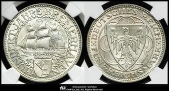 GERMANY Weimar Rep ワイマール共和国(1918~1933) 5Reichsmark 1927A Dav-967 J-326 KM-51...