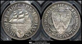 GERMANY Weimar Rep ワイマール共和国(1918~1933) 5Reichsmark 1927A Dav-967 J-326 KM-51...