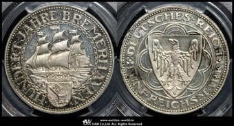 GERMANY Weimar Rep ワイマール共和国(1918~1933) 5Reichsmark 1927A Dav-967 J-326 KM-51...