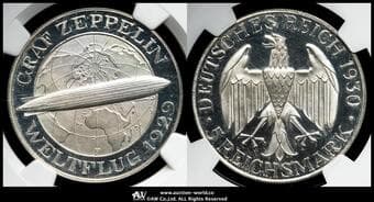 GERMANY Weimar Rep ワイマール共和国(1918~1933) 5Reichsmark 1930F Dav-972 J-343 KM-68...