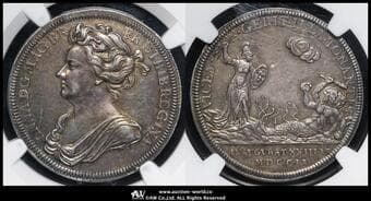 GREAT BRITAIN Anne アン(1702~14) AR Medal 1702 MI-228/4 Eimer-390 by J.Croker アン女王戴冠記念...