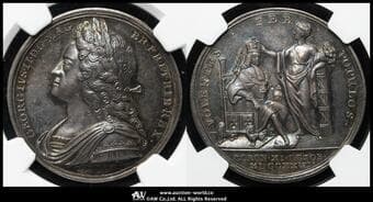 GREAT BRITAIN George II ジョージ2世(1727~60) AR Medal 1727 MI-479/4 Eimer-510 戴冠記念...