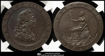 GREAT BRITAIN George III ジョージ3世(1760~1820) Restrike Pattern 1/2Penny 1797SOHO Peck-1161var...