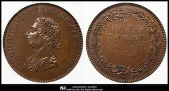 GREAT BRITAIN George III ジョージ3世(1760~1820) Pattern 5Shilling6Pence in Copper 1811 KM-PnJ68...