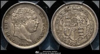 GREAT BRITAIN George III ジョージ3世(1760~1820) Shilling 1817 S-3790 KM-666...