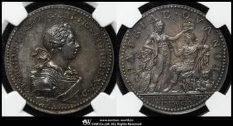 GREAT BRITAIN George III ジョージ3世(1760~1820) AR Medal 1761-Dated BHM-23 Eimer-694 by L.Natte 戴冠式...