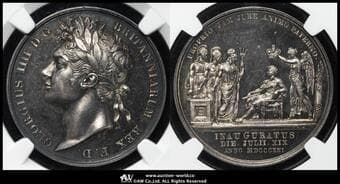 GREAT BRITAIN George IV ジョージ4世(1820~30) AR Medal 1821 BHM-1070 Eimer-1146 by Benedetto Pistrucci...