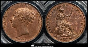 GREAT BRITAIN Victoria ヴィクトリア(1837~1901) Penny 1841 S-3948 KM-739 ヤング・ヘッド PCGS-MS63RB...