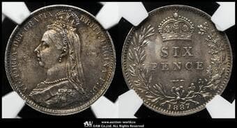GREAT BRITAIN Victoria ヴィクトリア(1837~1901) 6Pence 1887 S-3929 KM-760 Bull-3272(ESC-1754)...