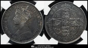GREAT BRITAIN Victoria ヴィクトリア(1837~1901) Florin 1856 S-3891 KM-746.1 Bull-2833(ESC-813A)...