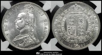 GREAT BRITAIN Victoria ヴィクトリア(1837~1901) 1/2Crown 1887 S-3924 KM-764 Bull-2771(ESC-719)...