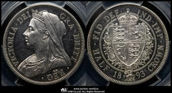 GREAT BRITAIN Victoria ヴィクトリア(1837~1901) 1/2Crown 1893 S-3938 KM-782 Bull-2779(ESC-727)...