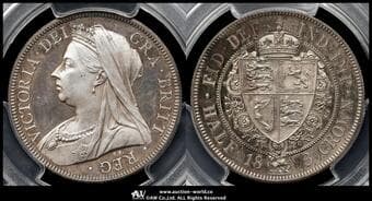 GREAT BRITAIN Victoria ヴィクトリア(1837~1901) 1/2Crown 1893 S-3938 KM-782 Bull-2779(ESC-727)...
