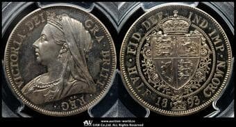 GREAT BRITAIN Victoria ヴィクトリア(1837~1901) 1/2Crown 1893 S-3938 KM-782 Bull-2779(ESC-727)...