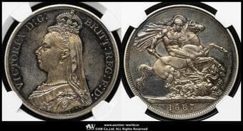 GREAT BRITAIN Victoria ヴィクトリア(1837~1901) Crown 1887 Dav-107 S-3921 KM-765 Bull-2586(ESC-297) ...