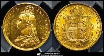 GREAT BRITAIN Victoria ヴィクトリア(1837~1901) 1/2Sovereign 1887 Fr-393 S-3869 KM-766...