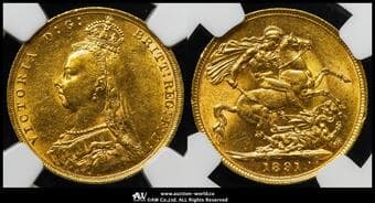 GREAT BRITAIN Victoria ヴィクトリア(1837~1901) Sovereign 1891 Fr-392 S-3866C KM-767...
