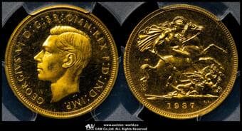 GREAT BRITAIN George VI ジョージ6世(1936~52) Sovereign 1937 Fr-411 S-4076 KM-859 製造5501枚...