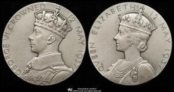 GREAT BRITAIN George VI ジョージ6世(1936~52) AR Medal 1937 BHM-4363 戴冠式 銀メダル (57㎜ 91.95g) ...