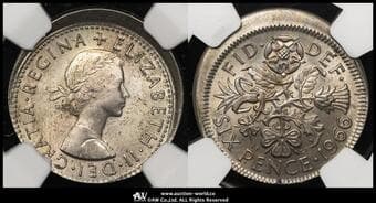 GREAT BRITAIN Elizabeth II エリザベス2世(1952~2022) 6Pence 1966 S-4149 KM-903 通常白銅貨...