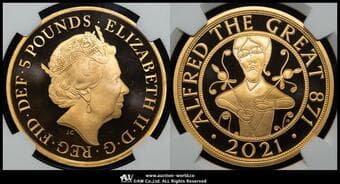 GREAT BRITAIN Elizabeth II エリザベス2世(1952~2022) 5Pounds in Gold 2021 Fr-768 S-L106 KM- 2024c...