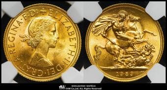 GREAT BRITAIN Elizabeth II エリザベス2世(1952~2022) Sovereign 1959 Fr-417 S-4125 KM-908...