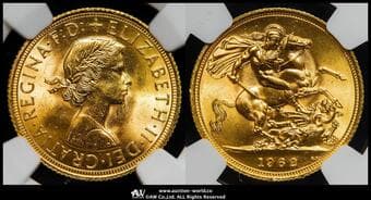 GREAT BRITAIN Elizabeth II エリザベス2世(1952~2022) Sovereign 1962 Fr-417 S-4125 KM-908...