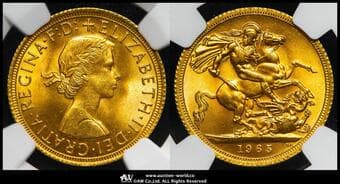 GREAT BRITAIN Elizabeth II エリザベス2世(1952~2022) Sovereign 1965 Fr-417 S-4125 KM-908...