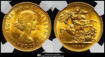 GREAT BRITAIN Elizabeth II エリザベス2世(1952~2022) Sovereign 1966 Fr-417 S-4125 KM-908...