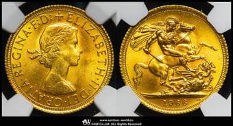 GREAT BRITAIN Elizabeth II エリザベス2世(1952~2022) Sovereign 1966 Fr-417 S-4125 KM-908...