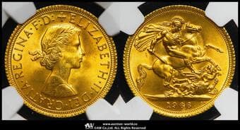 GREAT BRITAIN Elizabeth II エリザベス2世(1952~2022) Sovereign 1966 Fr-417 S-4125 KM-908...