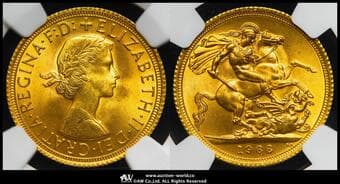 GREAT BRITAIN Elizabeth II エリザベス2世(1952~2022) Sovereign 1966 Fr-417 S-4125 KM-908...