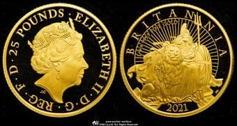 GREAT BRITAIN Elizabeth II エリザベス2世(1952~2022) Britannia 25Pounds in Gold 2021 Fr-501b S-BGD24...