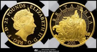 GREAT BRITAIN Elizabeth II エリザベス2世(1952~2022) Britannia 25Pounds in Gold 2021 Fr-501b S-BGD24...
