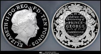 GREAT BRITAIN Elizabeth II エリザベス2世(1952~2022) 10Pounds in Silver 2013 S-M3 ジョージ王子洗礼...